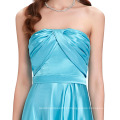 Kate Kasin Strapless Pavimento Comprimento De Seda-Like Sky Blue High Low Ball Gown Evening Prom Dress KK000112-1